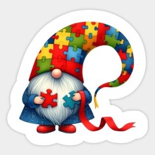 Gnome Puzzle Autism Awareness Gift for Birthday, Mother's Day, Thanksgiving, Christmas Sticker